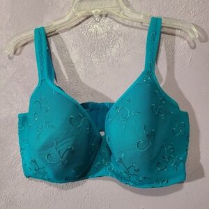 Cacique Full‎ Coverage Underwire 40G Bra Teal Embroidered Rhinestones